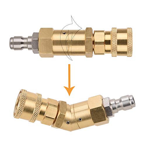 Febrytold Quick Connecting Pivoting Coupler for Pressure Washer Nozzle,with 7 Spray Nozzle Tips ，Brass Pressure Washer Accessories 3600 PSI 8-Pack - Thumbnail 4