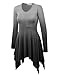 Made by Johnny MBJ Womens Ombre V neck Long Sleeve Pleats Tunic Top XXL BLACK
