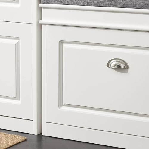 SoBuy Narrow Shoe Cabinet Bench with Flip Drawer Storage - Modern Entryway Shoe Bench with Storage, Space Saving Wooden Shoe Rack Cabinet with Padded Cushion Seat - Ideal for Hallway, Entryway