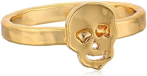Mercedes Salazar Gold Hammered Skull Stackable Ring, Size 6