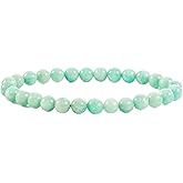 FXNPLK Natural 6mm Amazonite Round Bead Stretch Bracelet, 6.5-7.5 Inch Crystal Energy Jewelry for Women, Ladies