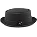THE HAT DEPOT Black Horn Unisex Cotton Herringbone Pork Pie Hat (Large, Black)