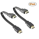 MMNNE 2Pack 10 inch 25CM Flat HDMI Male to Male Cable,High-Speed HDMI HDTV Cable - Supports Ethernet, 3D