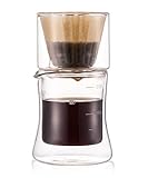 Diguo Hand Drip Coffee Maker Set, Double Walled Borosilicate Glass Dripper and Coffee / Tea Cup. 200ml/1 Cup. (Include 10 Count of Diguo Wave Coffee Paper Filter)