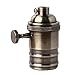 Parrot Uncle Brass Screw 110V-250V Thread DIY Light Socket Vintage Copper Lamp Holder for E26 E27 Light Bulbs, Black Key Switch Light Socket