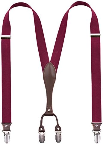 Alizeebridal 2.5cm Women's Suspenders Elastic Y-Shape With Strong Clips - Maroon