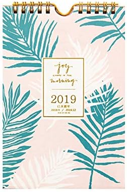 Whthteey Fresh Leaves Standing Calendar September 2018-2019 December Learning Schedule Work Periodic Supplies (Pink)