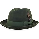 Belfry Trilby Men/Women Snap Brim Vintage Style Dress Fedora Hat 100% Pure Wool Felt in Black, Grey, Navy, Brown and Pecan (XXLarge, Olive)