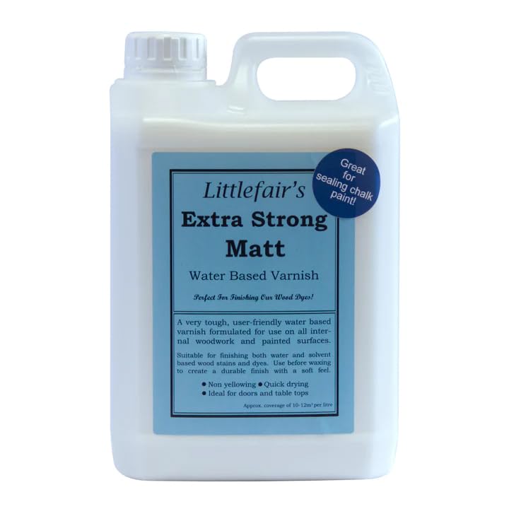 Littlefair's Extra Strong Wood Varnish - 2.5ltr - Water-Based, Fast Drying, Non-Yellowing, Low-Odour, Clear Finish (Matt)