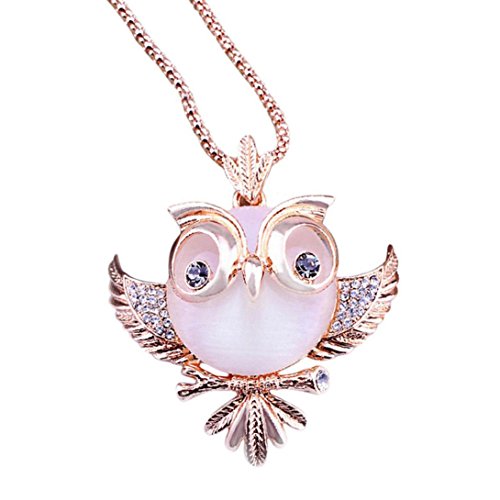 Necklace for Women, Hmlai Ladies Fashion Beautiful Crystal Vintage Owl Pendant Jewelry (Rose Gold) - Thumbnail 6