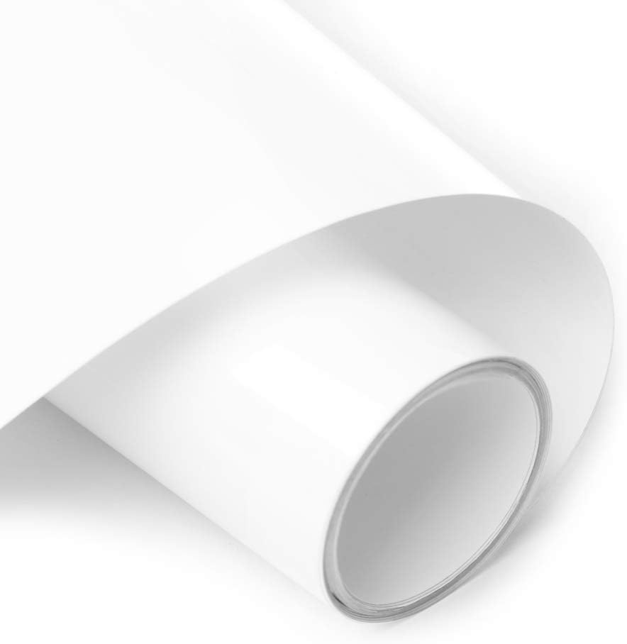 White Heat Transfer Vinyl Roll 12''x5' Iron-On Vinyl White HTV Vinyl for T-Shirt Silhouette Cameo Machines Craft Cutters 12 Inches by 5 Feet: Kitchen & Dining