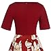 oxiuly Women's Vintage Dresses Patchwork Pockets Puffy Swing Casual Party Dress OX165 (Burgundy, xx_l)