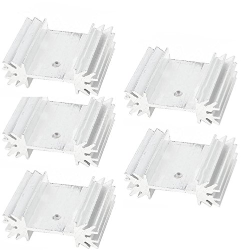 Easycargo 5 PCs To-220 Aluminium Heatsink 25x34x12mm,TO220 Silver Tone heat sink for cooling MOSFET SCR Power Voltage Regulator ICs