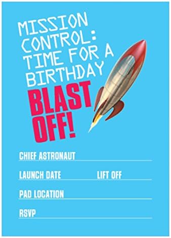 INVITE103 Rocket Party Invitations Fill-in Party Invitation