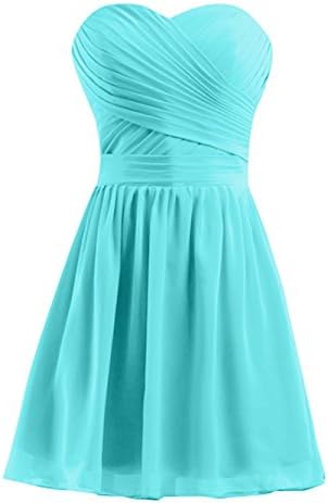 Lorderqueen Women's Simple Homecoming Sweetheart Neck Short Bridesmaid Dress Tiffany Blue US10
