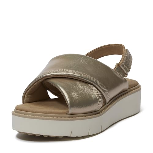 Timberland Women's Safari Dawn Backstrap Sandal, Gold Metallic, 8 Medium
