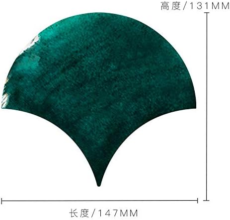 KLMWDDBT 20 Pieces of Creative DIY Fan-Shaped Fish Tile Sticker Kitchen Bar Decorative PVC Waterproof Anti-Oil Sticker 3D Stereo Wall Sticker 14.7x13.1cm Peacock Dark Green
