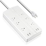 Power Strip Etekcity 6-Outlet 5610 Joules Surge Protector Power Strip with 6A 4 USB Charging Station and 6-Foot Long Power Cord, UL Listed