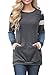 BLENCOT Women's Color Block Long Sleeve Tunic Sweatshirt Tops with Kangaroo Pocket-Black X-Large