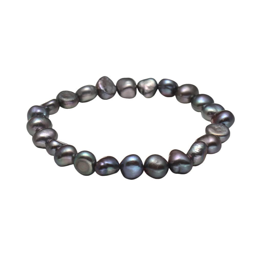 Treasure Bay Stunning 7-8mm Baroque Freshwater Pearl Bracelet for Women and Girls (Black) — image 1