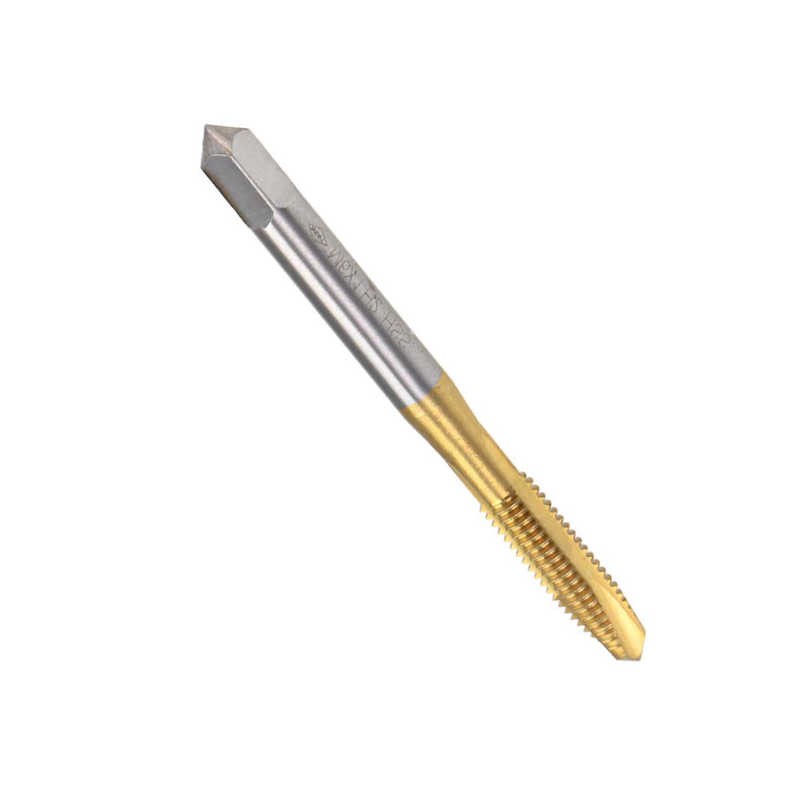 MACHSWON Spiral Point Plug Threading Tap M6 x 1mm, for Drilling and Tapping, H2 3 Flutes HSS, Titanium Coated, Round Shank with Square End Metric Screw Taps Tapping Bit, 1pcs