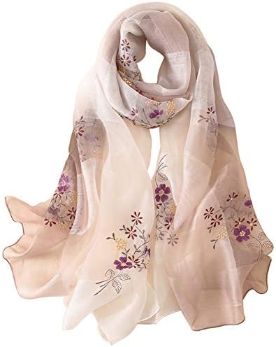 Alysee Women Charming Silk&Wool Mixed Gradient Embroidered Scarf Headwrap Shawl
