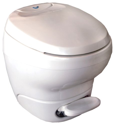 Aqua-Magic Bravura RV Toilet Pedal Flush with Hand Sprayer / Low Profile / White - Thetford 31122 Aqua-Magic Bravura RV Toilet Pedal Flush with Hand Sprayer / Low Profile / White - Thetford 31122