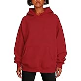 PWOPWOE Women's Fleece Pullover Hoodie with Pocket - Soft Warm Sweatshirt for Women, Cozy Fall Winter Clothes, Casual Sweater