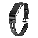 bayite Leather Bands Compatible Fitbit Charge 2, Replacement Genuine Wristband Straps Women Men Large Small