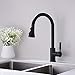 TUTEW Matte Black 3-Function Spray Kitchen Faucet with Drip-Free Design, 360 Degree Rotation, and Easy Pull-Down
