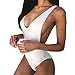 MOLFROA Women's Sexy Deep-V Neck Backless Stretch Monokini One Piece Swimsuits Swimwear