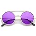 zeroUV - Mid Size Flip-Up Colored Lens Round Django Sunglasses 49mm (Gold/Purple)