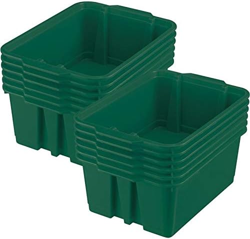 Really Good Stuff - 160074RG Stackable Plastic Book and Organizer Bins for Classroom or Home Use – Sturdy, Colored Plastic Baskets (Set of 12)