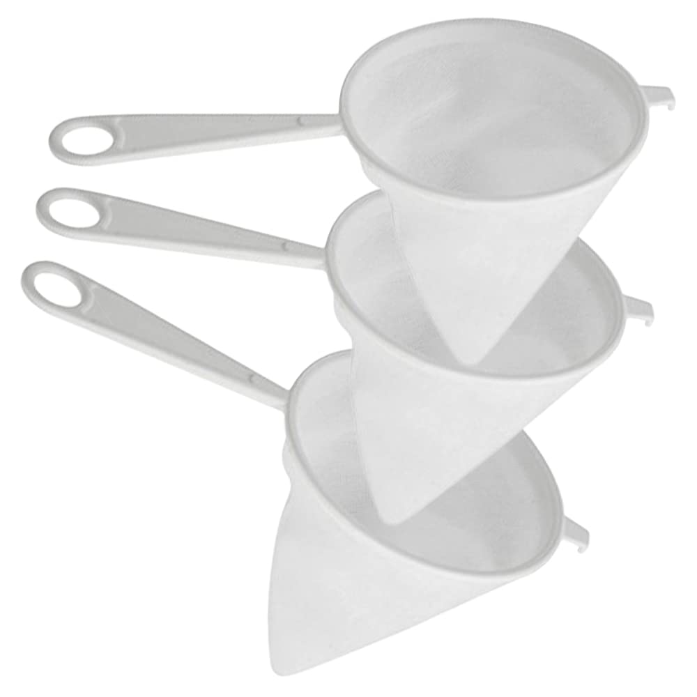 MGE - 3 x Flannel Coffee Maker with Handle - Set of 3 Strainer Cloth Holder - Coffee Tea Resuable Cloth Strainer Filter - Kitchen Strainer - Mini Sieve Strainer - Small Colander - 10 cm