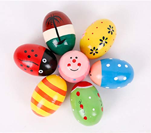 JBBERTH 4Pcs Sand Eggs Percussion Instruments Wooden Percussion Musical for Children Kids Gift Random Color