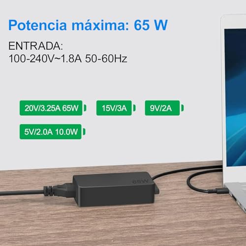 Kammoy 65W/45W USB C/Type C Cargador Adaptador de portátil para Lenovo Chromebook ThinkPad X1 Carbon T480 T480s T580 T490s E585 E580 E590 E595 C330 14e 300e 500e Yoga 720-13IKB S730-13 920-13