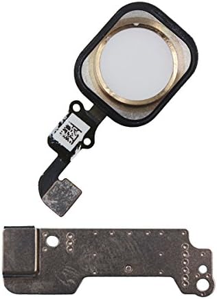 iPhone 6/6 Plus Touch ID Replacement Home Button Key Flex Cable Touch Sensor Assembly With Rubber Ring Gasket Metal Bracket (Gold)