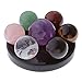 Top Plaza 7 Chakra Star Group Rock Healing Energy Gemstone Crystal Balls Statue Figurines Array on Obsidian Stand, for Chakra Healing, Devination, Home Decor(16 MM Balls Obsidian Stand)