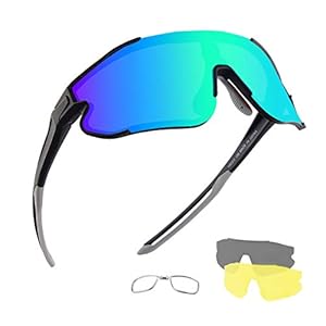 Sportzonnebril Fietsbril Gepolariseerde UV400-bescherming, met 3 wisselglazen voor verschillende weersomstandigheden…