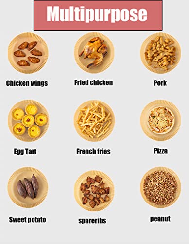 100 pcs for Air Fryer Disposable Paper Round Nonstick Premium Greaseproof Parchment Fryer Cooking Paper Basket Fryer Microwave Oven