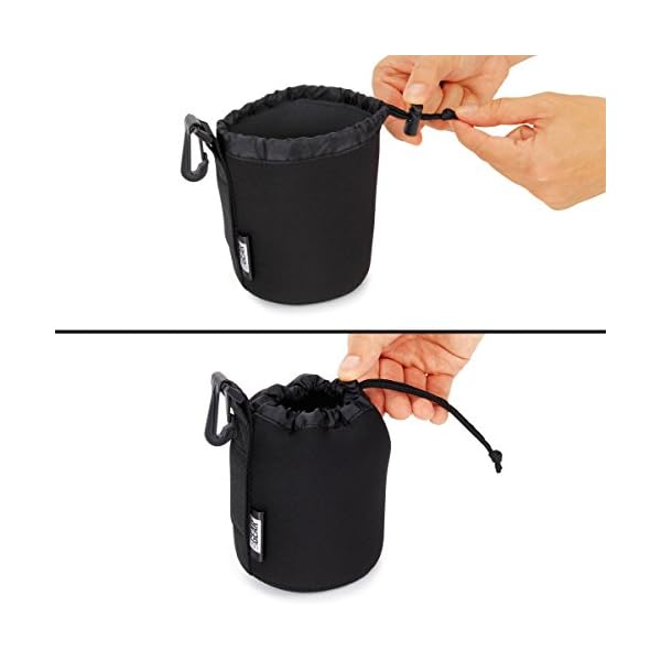 USA GEAR FlexARMOR Objektivtasche, 3 Größen Neopren Objektivbeutel, In Kleinen, Mittleren und Großen Gehäusen Können Objektive bis zu 70-300 mm mit Kordelzugöffnung Aufbewahrt Werden - Schwarz – Bild 6