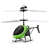 Leegor Mini RC Infraed Induction Helicopter Aircraft Flashing Light Electric Flying Toys For Kids USB Charged Airplanes Birthday Present Christmas Gift (Green)