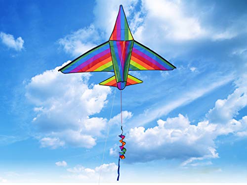 Zhuoyue Large Airplane Kite for Kids and Adults, Easy to Fly 3D Nylon Kites for Boys Girls, Single Line Beach Kite with Long Tail and Flying Line - Thumbnail 2