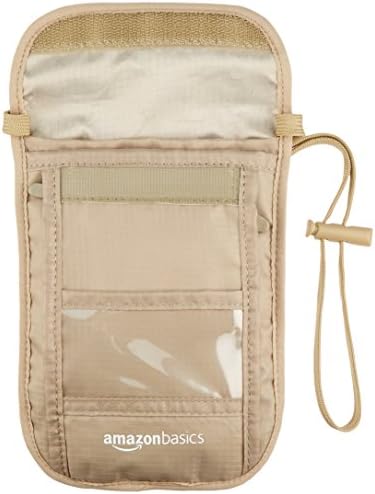 Amazon Basics RFID Travel Neck Passport Holder Wallet - Khaki 5 Amazon Basics RFID Travel Neck Passport Holder Wallet - Khaki