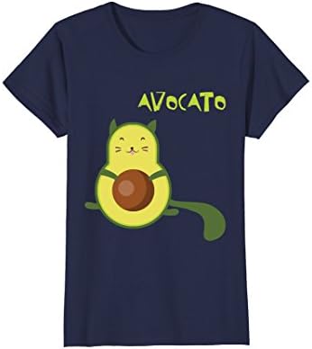Womens Avocato Funny T-Shirt Cute Cat Avocado Gift For Vegan Small Navy