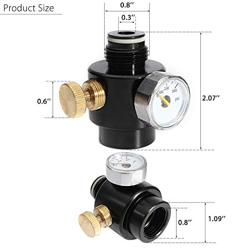 Airsoft PCP Paintball Tank Cylinder Adjustable Compressed Air Regulator Output Pressure 0-300psi 0.825-14NGO Thread
