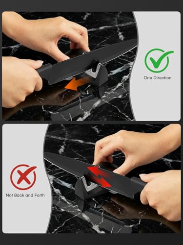 D.Perlla Professional Kitchen Knife Set with Sharpener 7 Pieces Stainless Steel Knives Chef Knife Ergonomic Handle, Black