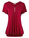 Nomorer Women's Summer Short Sleeves Tops V Neck Ruffled Sleeve Loose Fitting Shirts