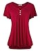 Nomorer Women's Summer Short Sleeves Tops V Neck Ruffled Sleeve Loose Fitting Shirts