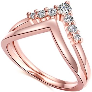 CRARINE Women's Stacking Ring Pave Cubic Zircon Eternity Promise Ring Flower Top Infinity Wedding Band - 1#Rose-gold (7)…